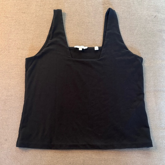 Vince Black Square Neck Tank Top